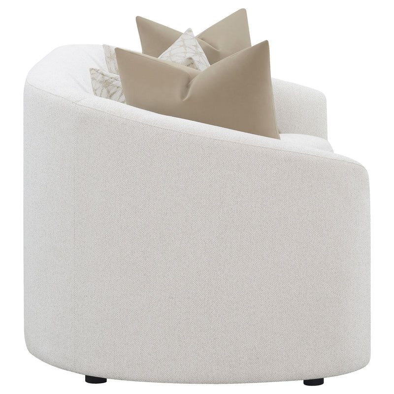 Juego de sofá de brazo inclinado tapizado en boucle Rainn, color latte
