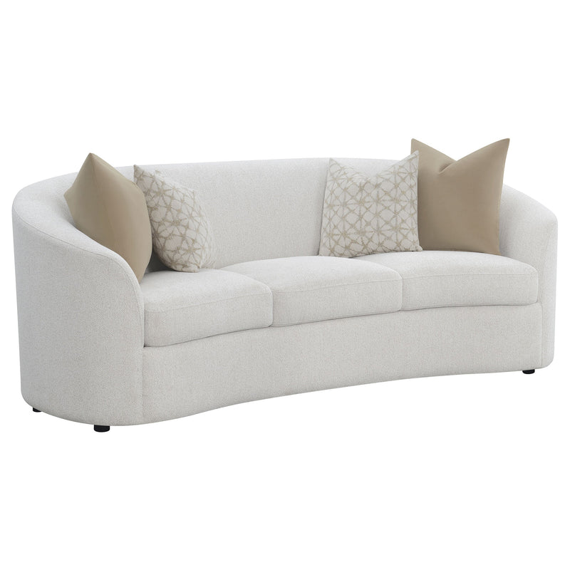 Juego de sofá de brazo inclinado tapizado en boucle Rainn, color latte
