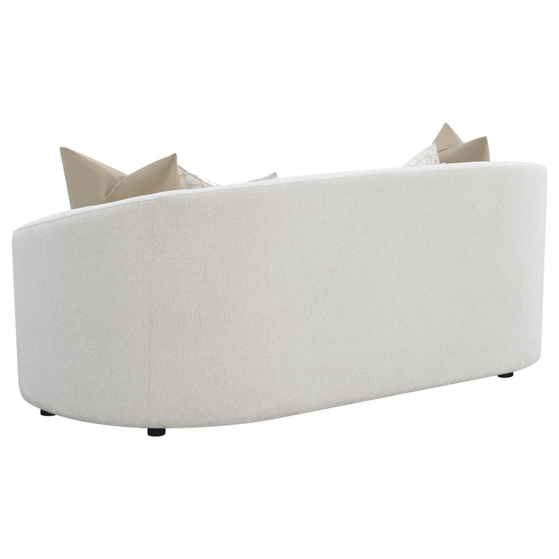 Juego de sofá de brazo inclinado tapizado en boucle Rainn, color latte