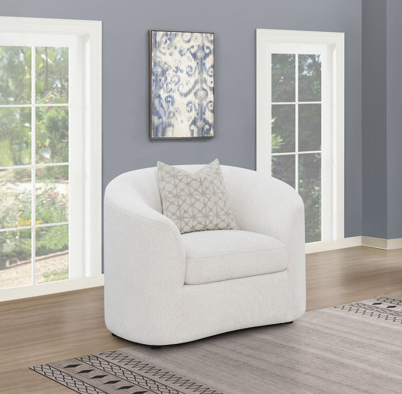 Sillón de Acento Rainn Tapizado en Boucle con Brazos Inclinados, Color Latte