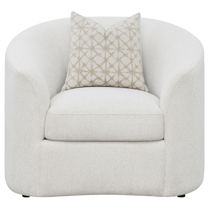 Sillón de Acento Rainn Tapizado en Boucle con Brazos Inclinados, Color Latte