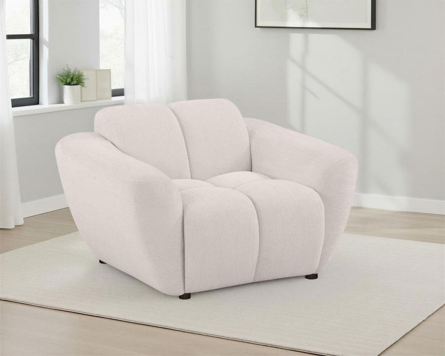 Destino Chenille Upholstered Splayed Arm Accent Chair Greige