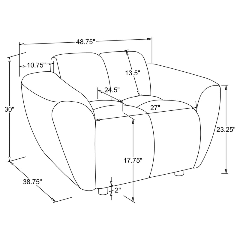 Sillón decorativo con brazos extendidos tapizado en chenilla Destino Greige