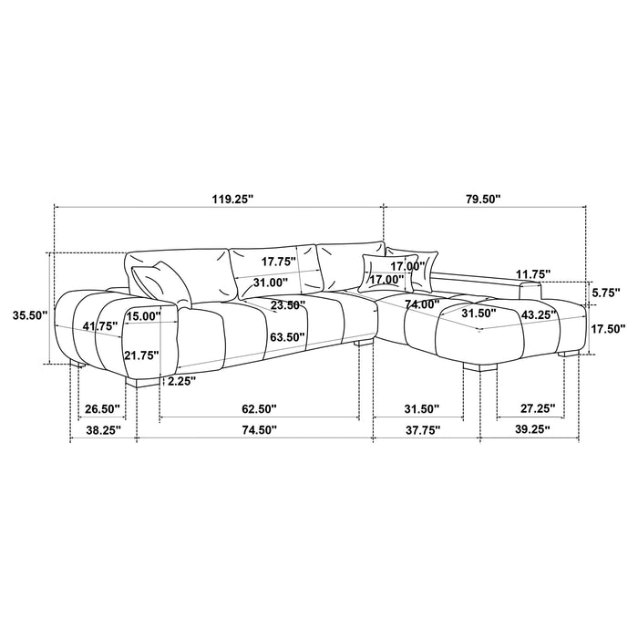 Octavia Upholstered Sectional Chaise Sofa