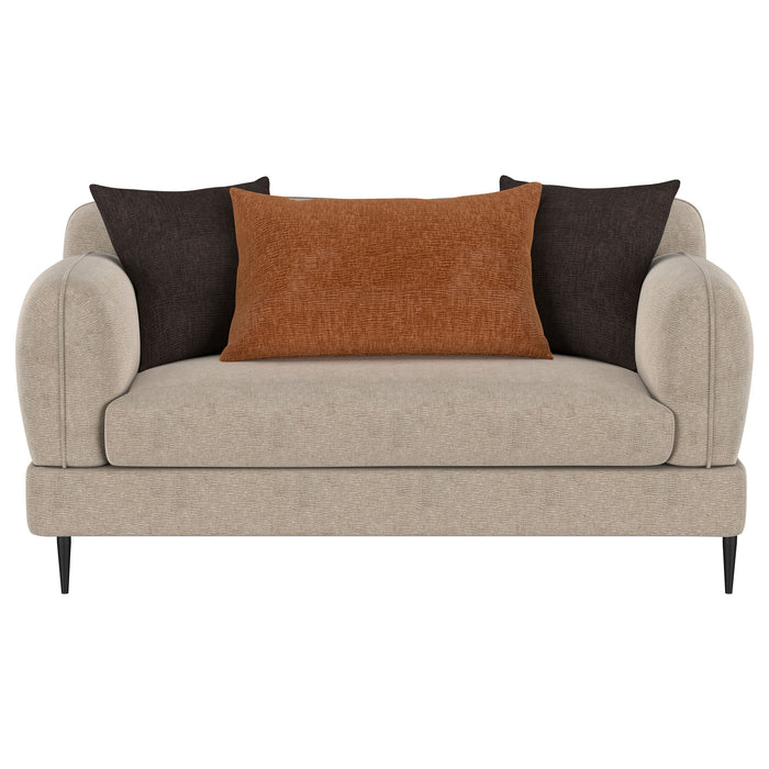 Jade Chenille Upholstered Modern Track Arm Loveseat Green