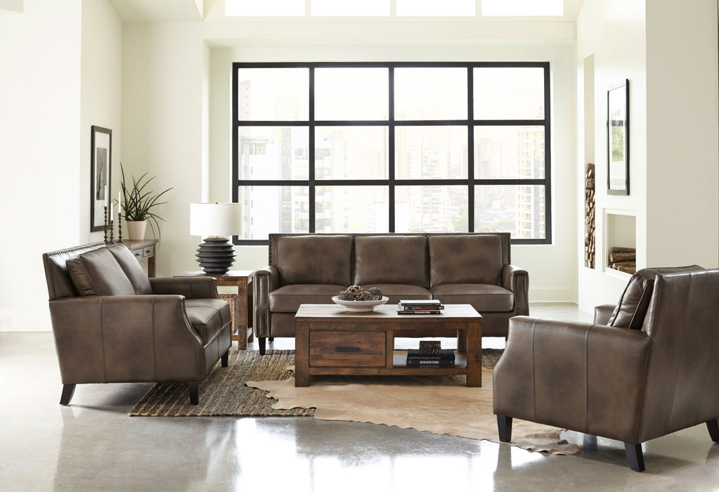 Leaton 2-piece Recessed Arms Living Room Set Brown Sugar