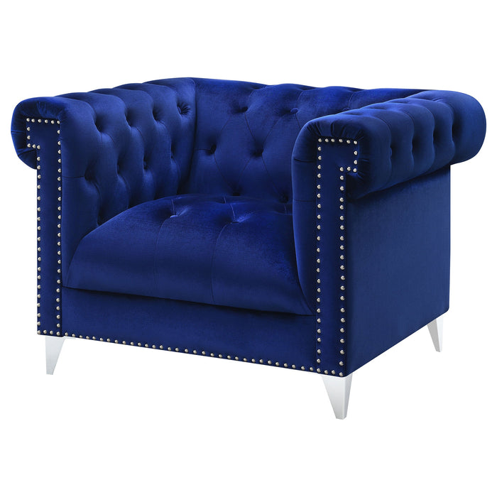 Bleker Tufted Tuxedo Arm Chair Blue