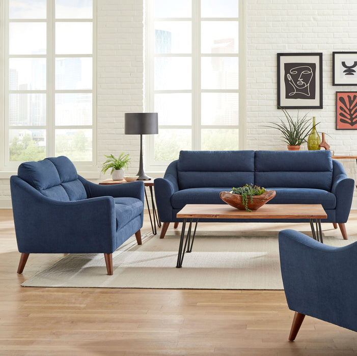 Gano 2-piece Sloped Arm Living Room Set Navy Blue