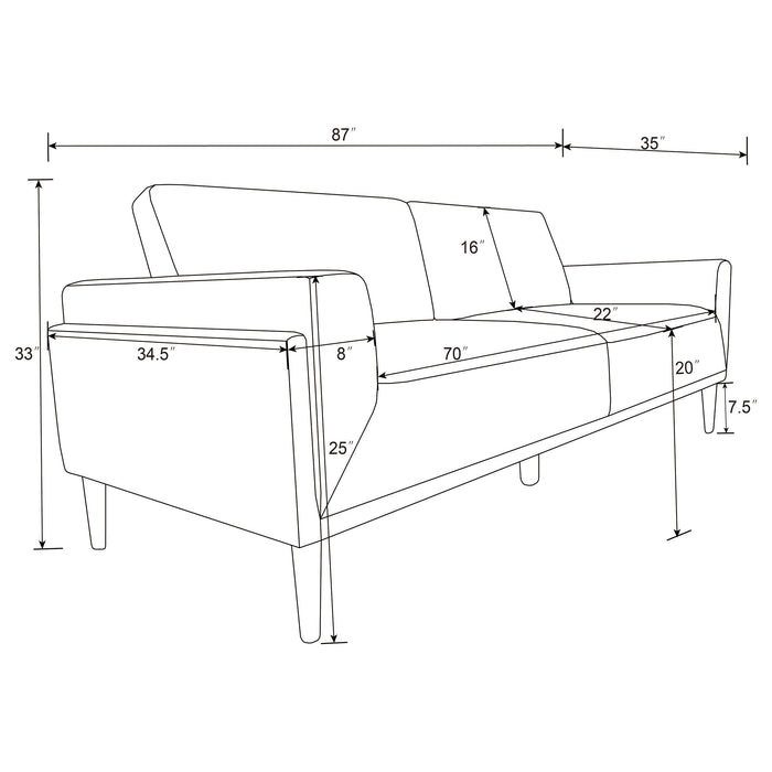 Rilynn 2-piece Upholstered Track Arms Sofa Set Grey