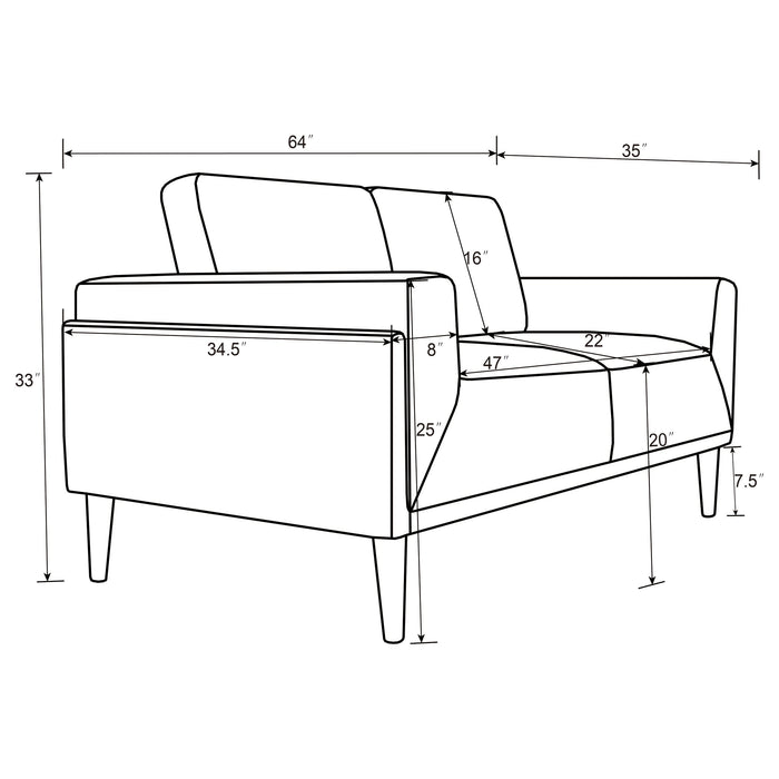 Rilynn 2-piece Upholstered Track Arms Sofa Set Grey