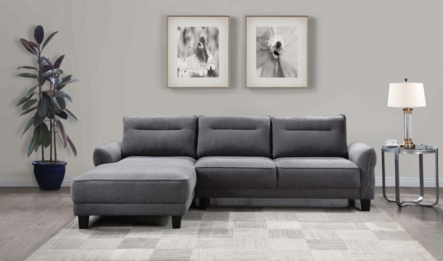 Caspian Upholstered Curved Arm Chaise Sectional Sofa
