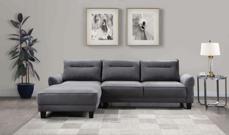 Caspian Upholstered Curved Arm Chaise Sectional Sofa