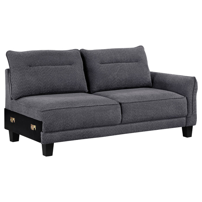 Caspian Upholstered Curved Arms Sectional Sofa Grey