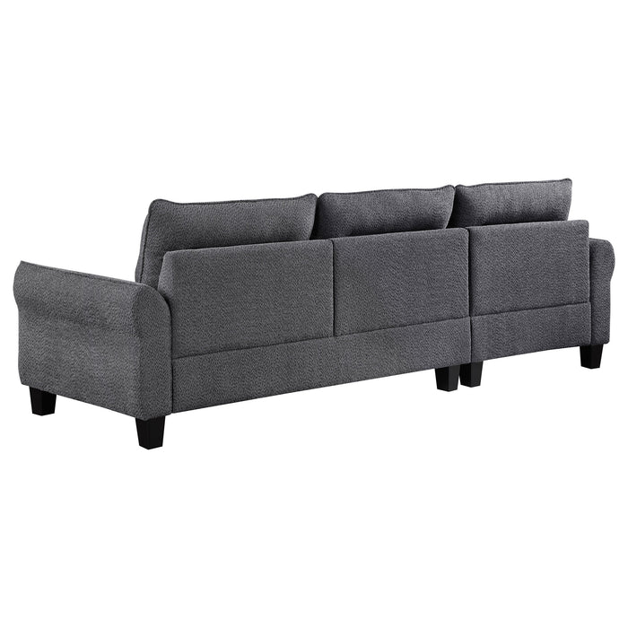 Caspian Upholstered Curved Arms Sectional Sofa Grey