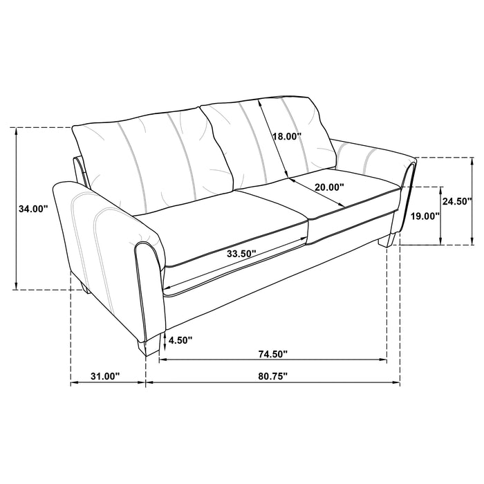 Davis  Upholstered Rolled Arm Sofa Grey