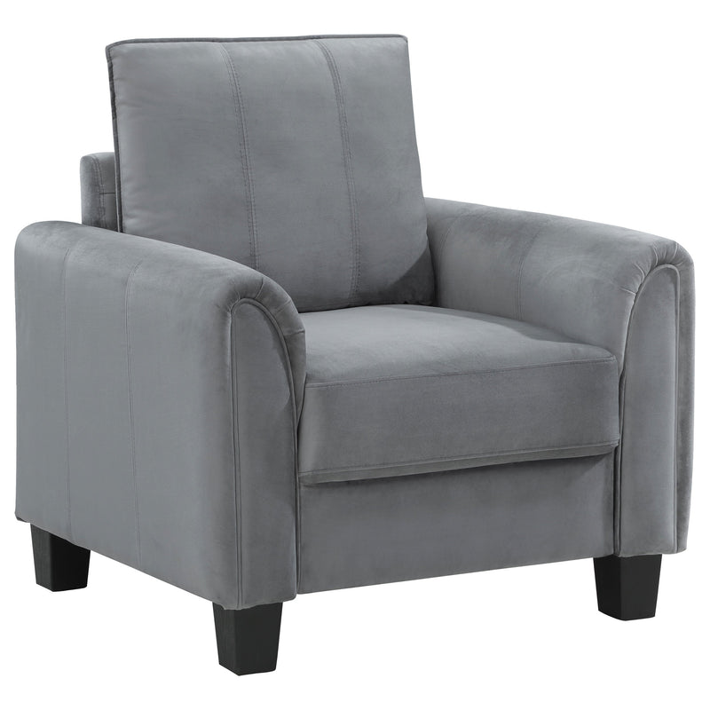 Sillón decorativo Davis con brazos enrollados, tapizado, gris