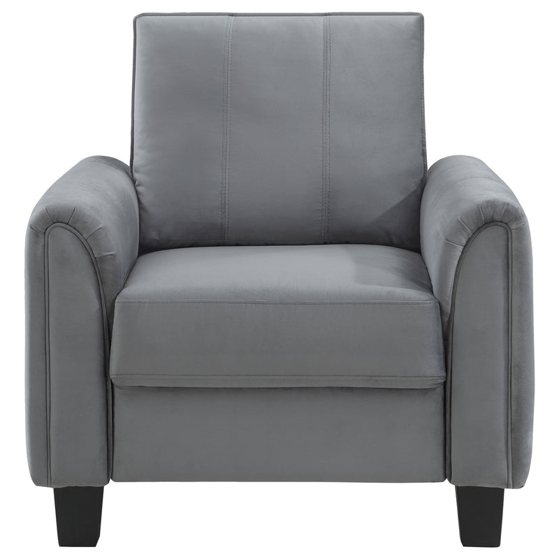 Sillón decorativo Davis con brazos enrollados, tapizado, gris