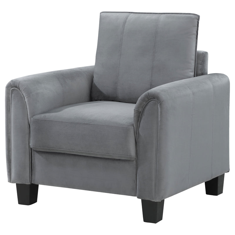 Sillón decorativo Davis con brazos enrollados, tapizado, gris