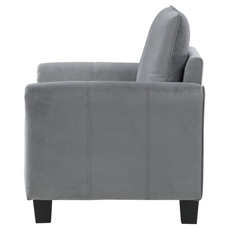 Sillón decorativo Davis con brazos enrollados, tapizado, gris