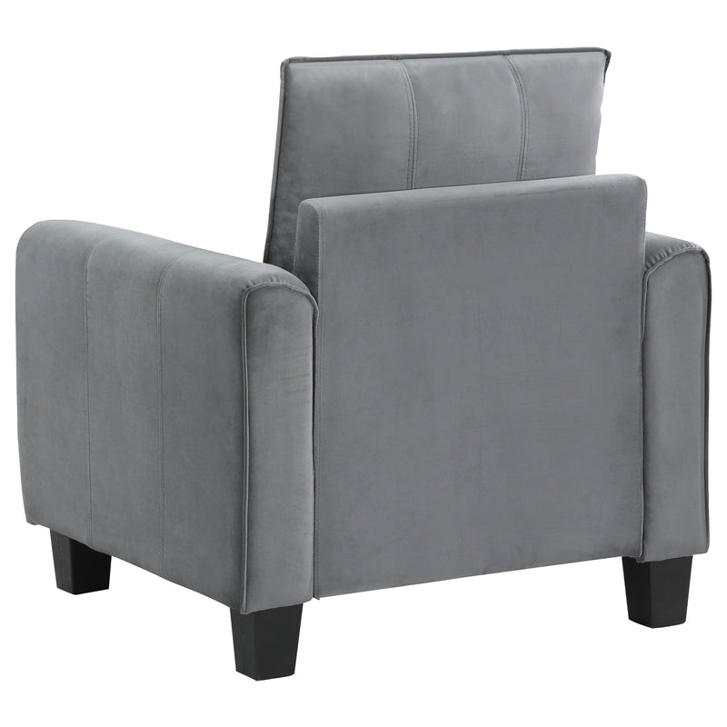 Sillón decorativo Davis con brazos enrollados, tapizado, gris