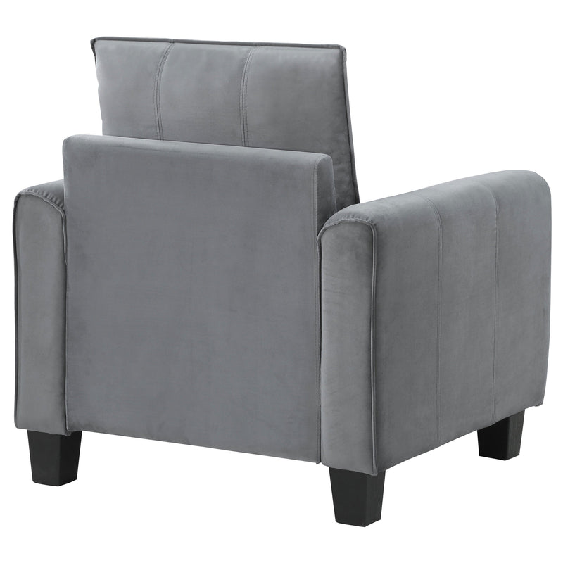 Sillón decorativo Davis con brazos enrollados, tapizado, gris