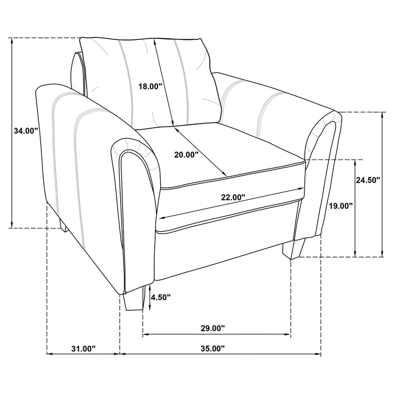 Sillón decorativo Davis con brazos enrollados, tapizado, gris