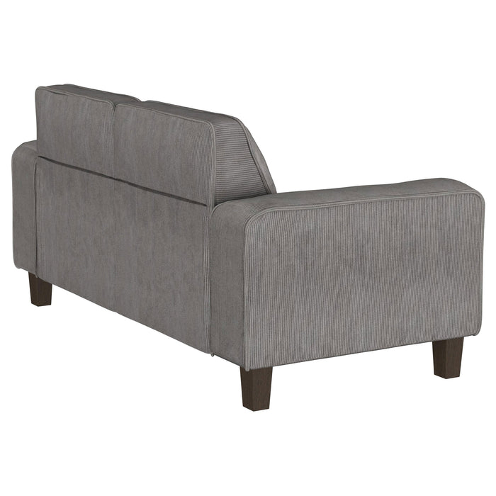 Deerhurst Upholstered Track Arm Tufted Loveseat Charcoal