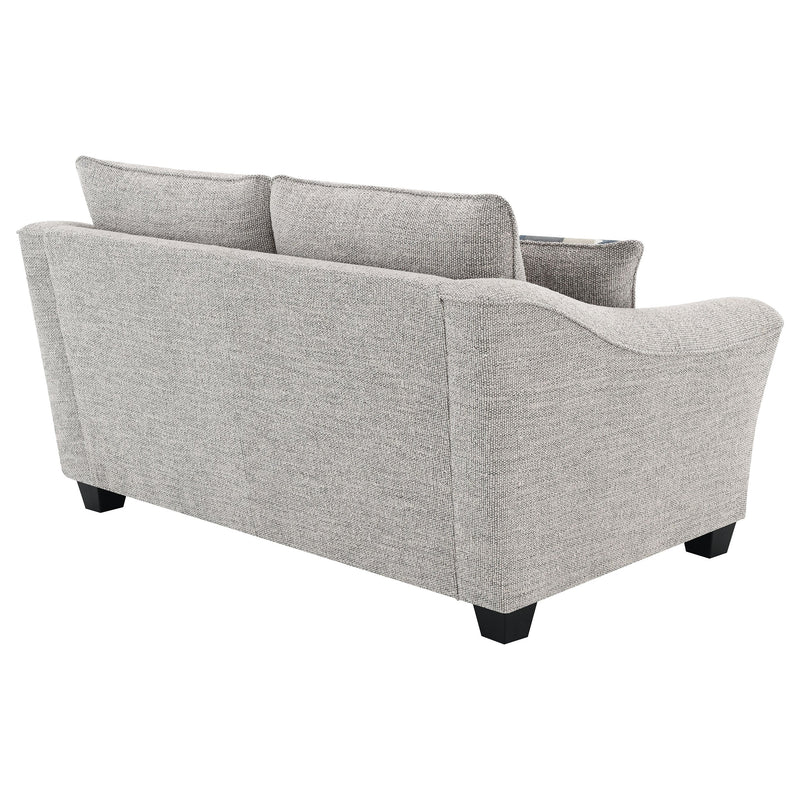 Sofá de dos plazas tapizado Tomkins Boucle en gris claro