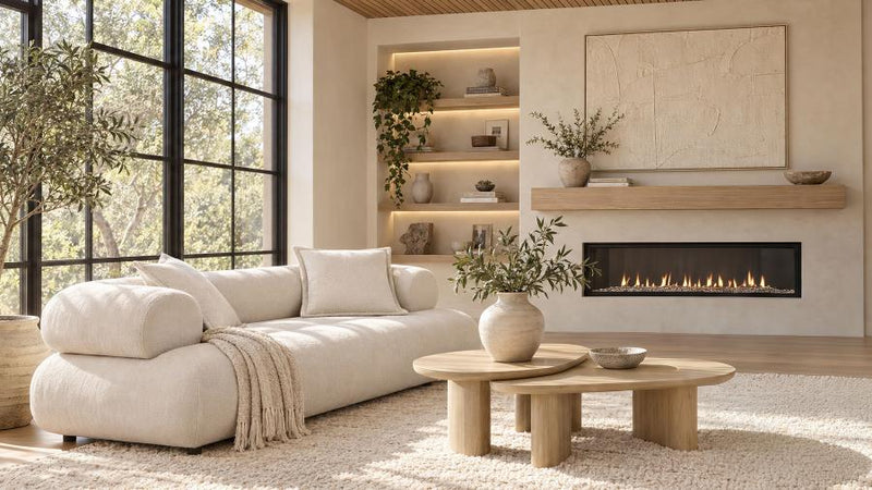 Eskola 3-seat Chenille Sofa with Rounded Shelter Arms