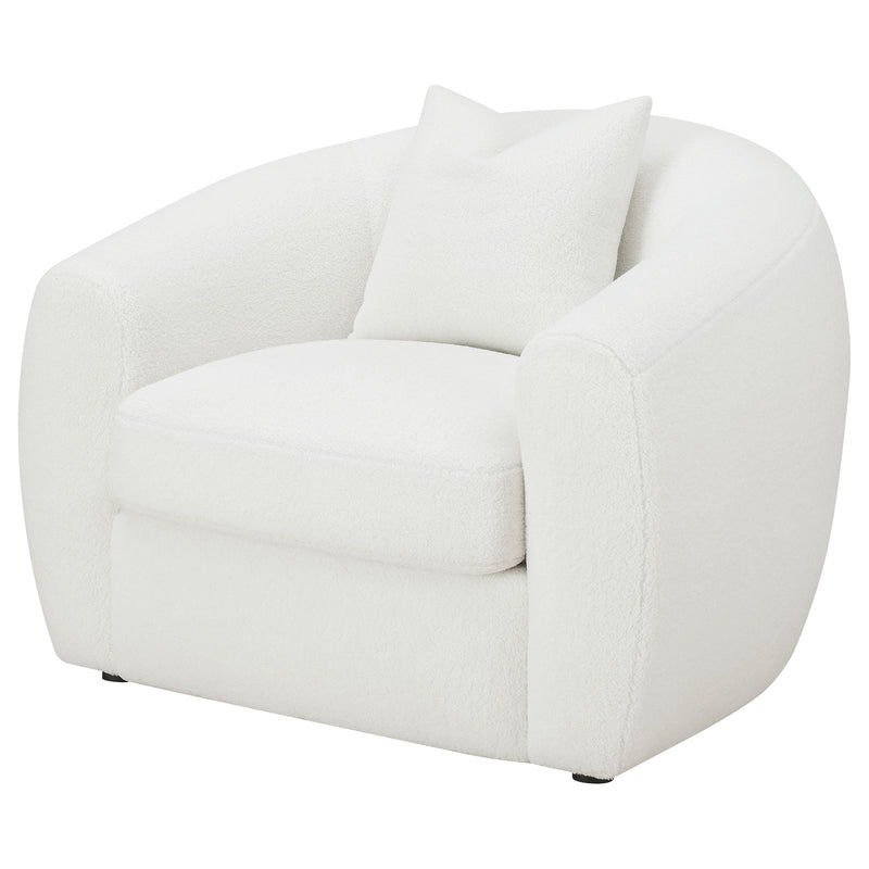 Sillón auxiliar tapizado en piel de oveja sintética Isabella, color natural