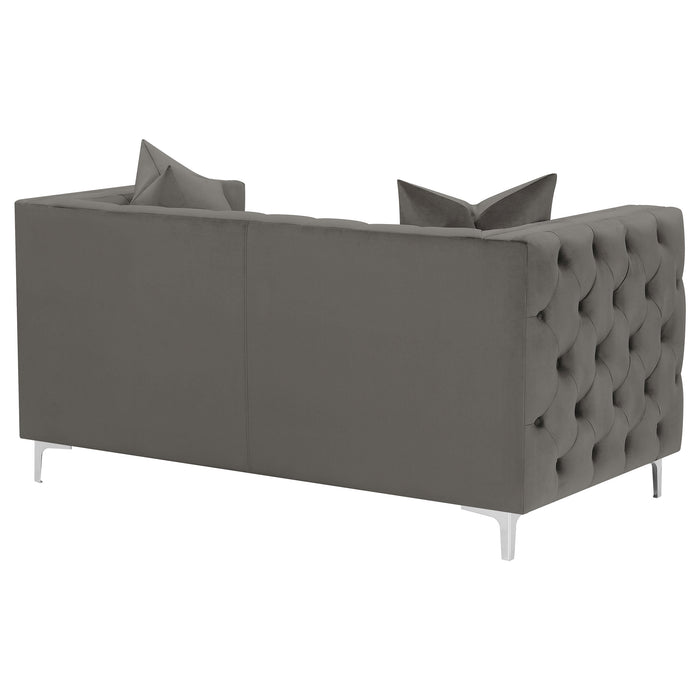 Phoebe Tufted Tuxedo Arms Loveseat Urban Bronze