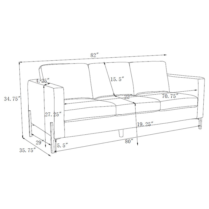 Tilly 2-piece Upholstered Track Arms Sofa Set Oatmeal