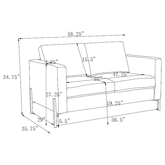 Tilly 2-piece Upholstered Track Arms Sofa Set Oatmeal