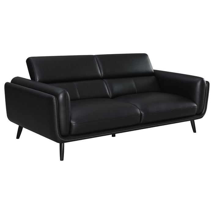 Shania Track Arms Sofa with Tapered Legs Black