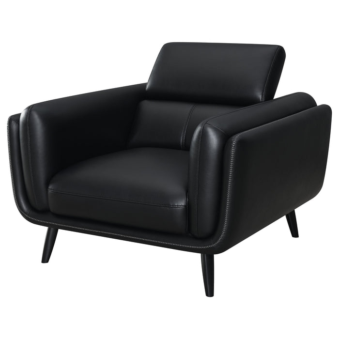 Shania Track Arms Chair with Tapered Legs Black