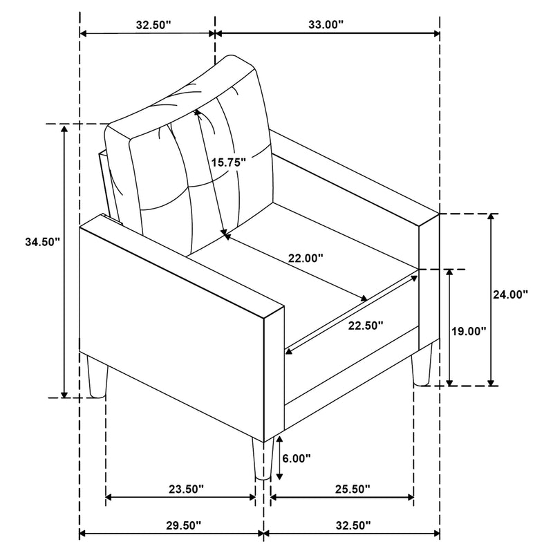 Sillón decorativo Bowen II con brazo de seguimiento tapizado en tela