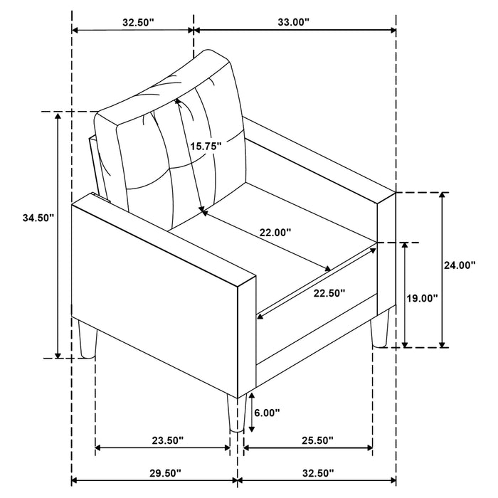 Bowen II Fabric Upholstered Track Arm Accent Chair