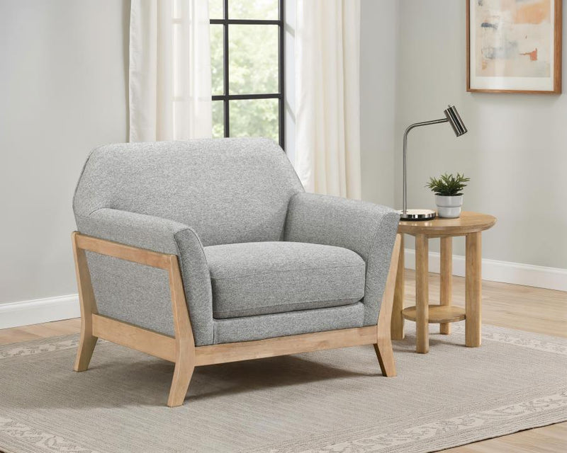 Sillón auxiliar con brazos acampanados y tapicería de tela Vaughn, gris