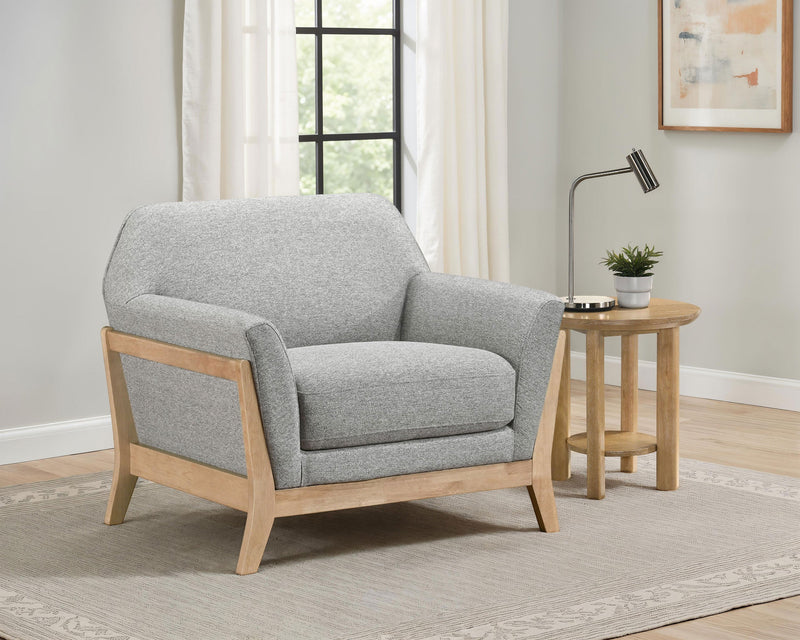 Sillón auxiliar con brazos acampanados y tapicería de tela Vaughn, gris