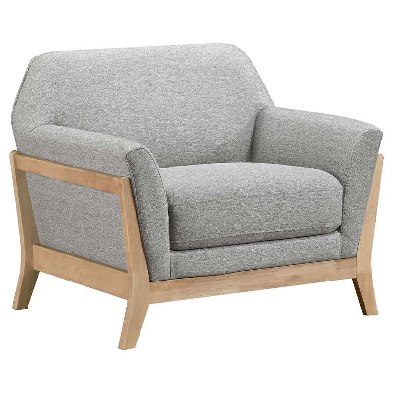 Sillón auxiliar con brazos acampanados y tapicería de tela Vaughn, gris