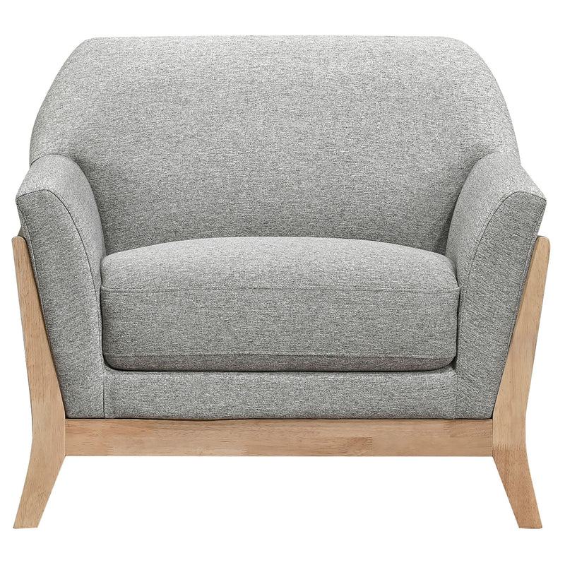 Sillón auxiliar con brazos acampanados y tapicería de tela Vaughn, gris