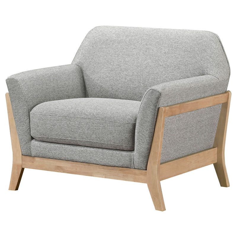 Sillón auxiliar con brazos acampanados y tapicería de tela Vaughn, gris