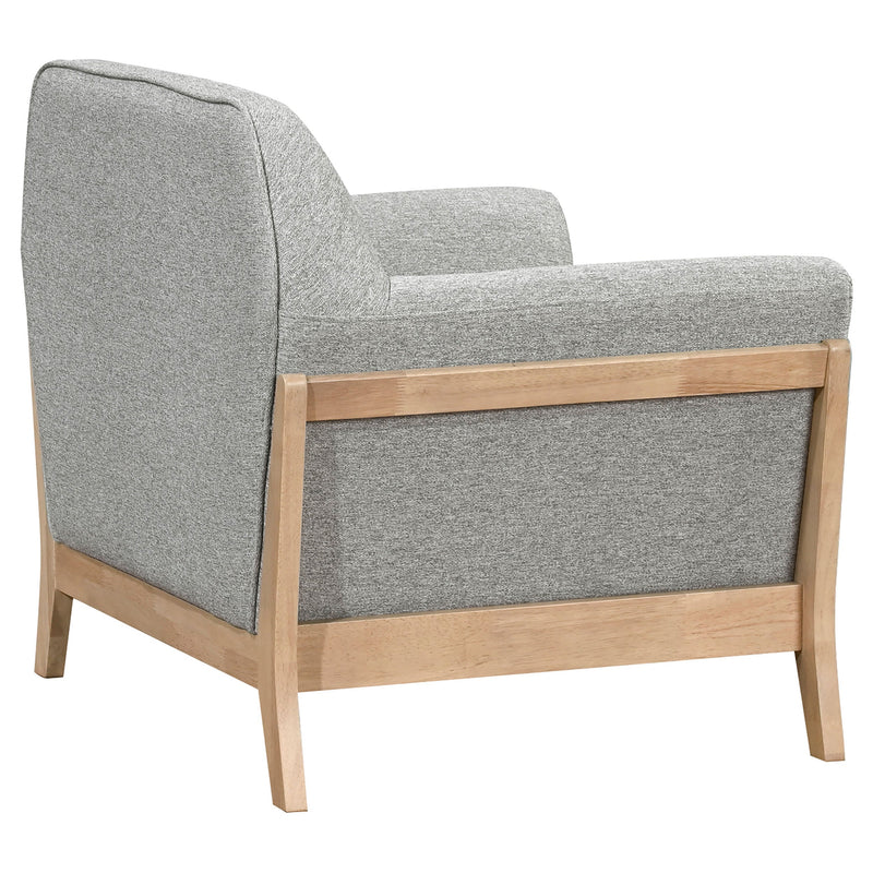 Sillón auxiliar con brazos acampanados y tapicería de tela Vaughn, gris