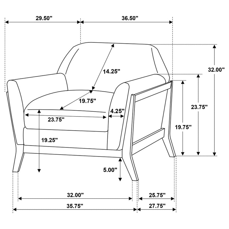 Sillón auxiliar con brazos acampanados y tapicería de tela Vaughn, gris