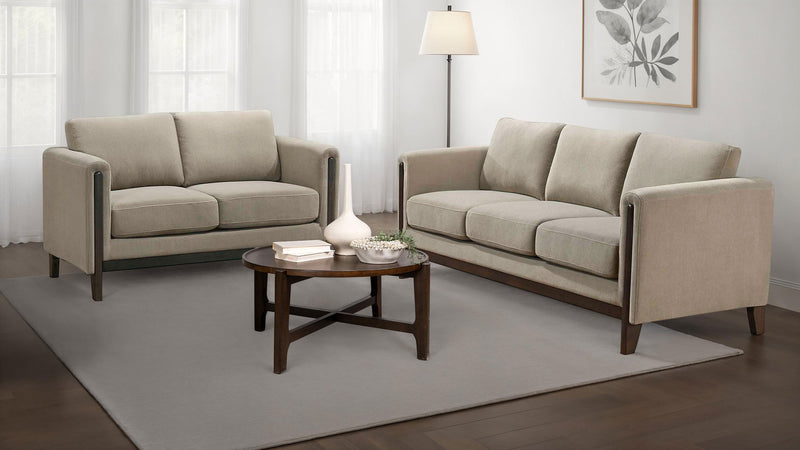 Juego de Sofás Islington Tapizado con Brazos de Panel Color Gris Topo