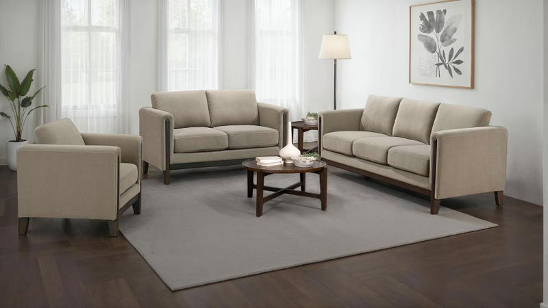 Juego de Sofás Islington Tapizado con Brazos de Panel Color Gris Topo