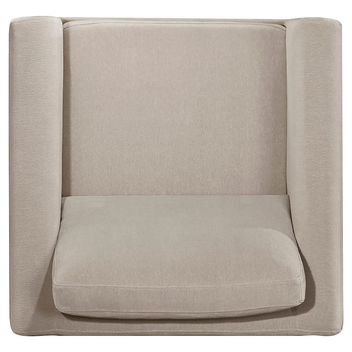 Islington Fabric Upholstered Panel Arm Accent Chair Taupe