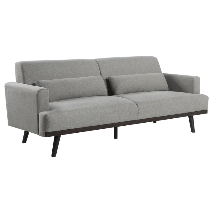 Blake Upholstered Sofa with Track Arms Sharkskin and Dark Brown