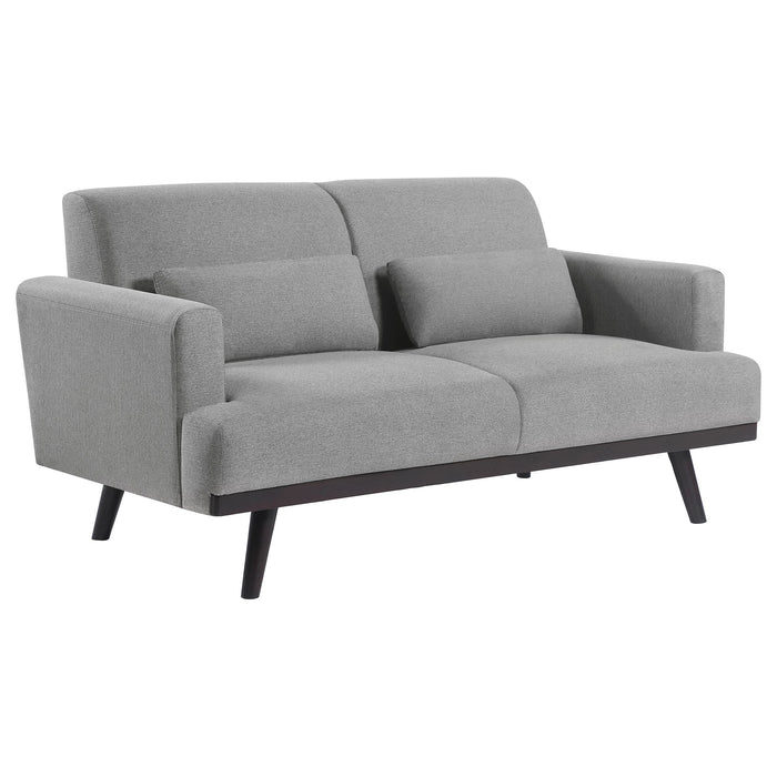 Blake Upholstered Loveseat with Track Arms Sharkskin and Dark Brown