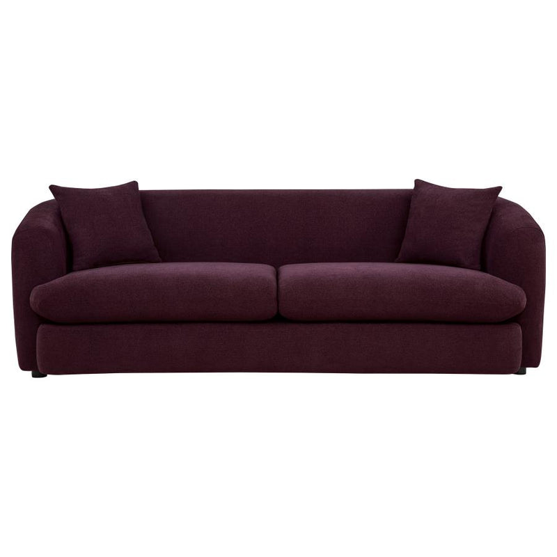 Delroy 3-Seat Stationary Sofa Aubergine Polyester Upholstery